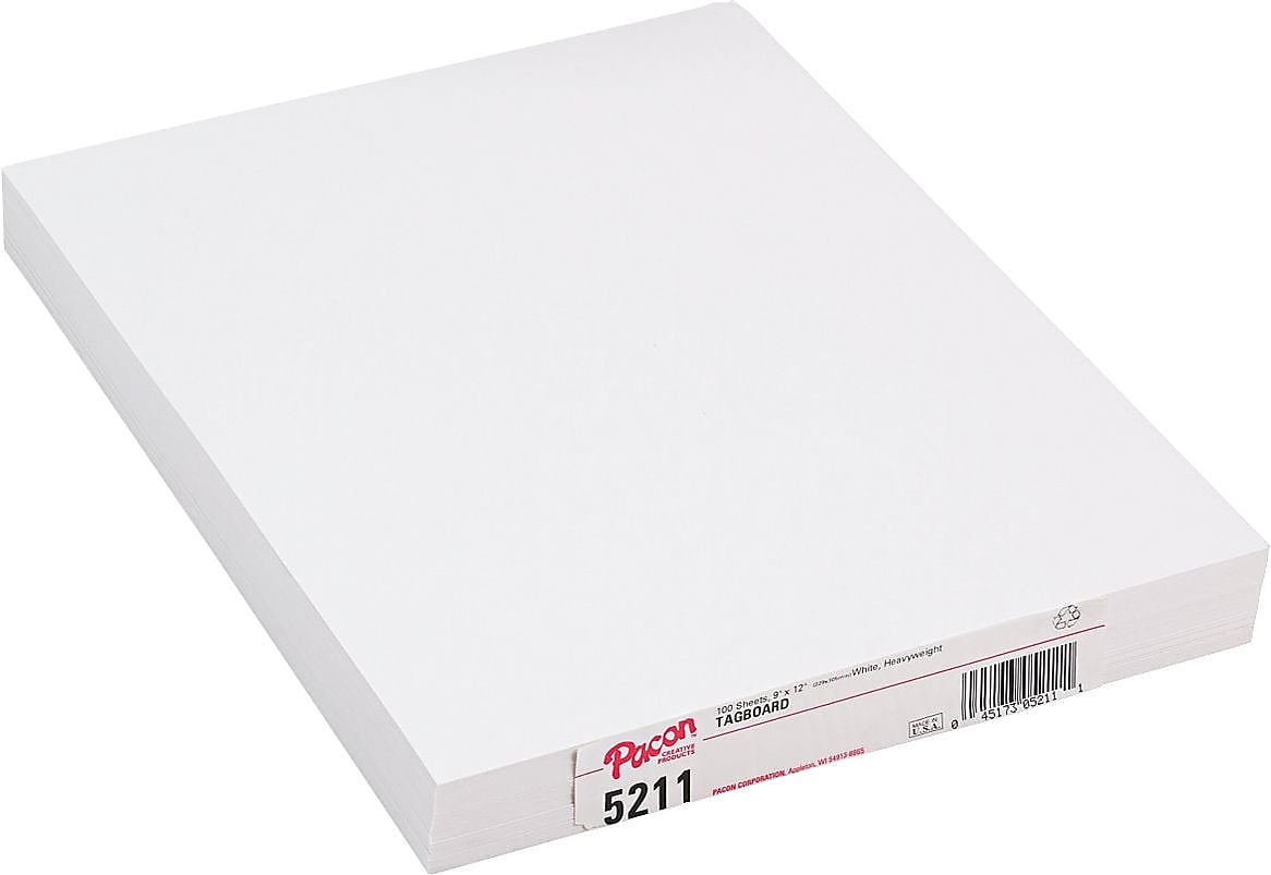Pacon Tagboard; 9" x 12", White, 100/Pk