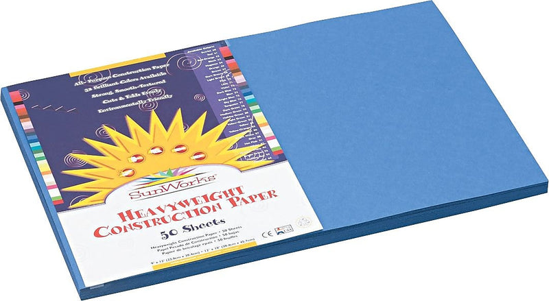 Pacon SunWorks 12" x 18" Construction Paper, Blue, 50 Sheets/Pack (P7407-0001)