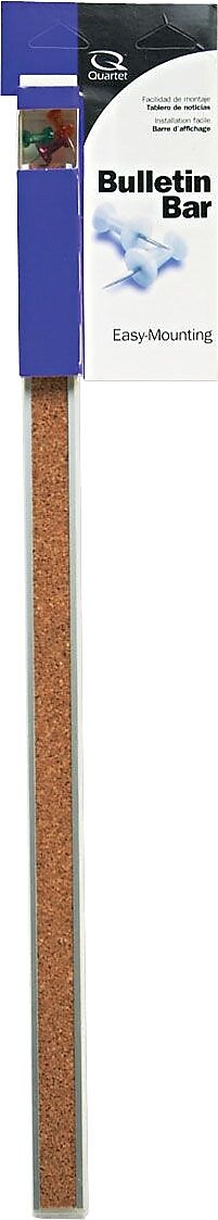 Quartet® Bulletin Bar® I, Silver Aluminum Frame, 18"W x 1"H