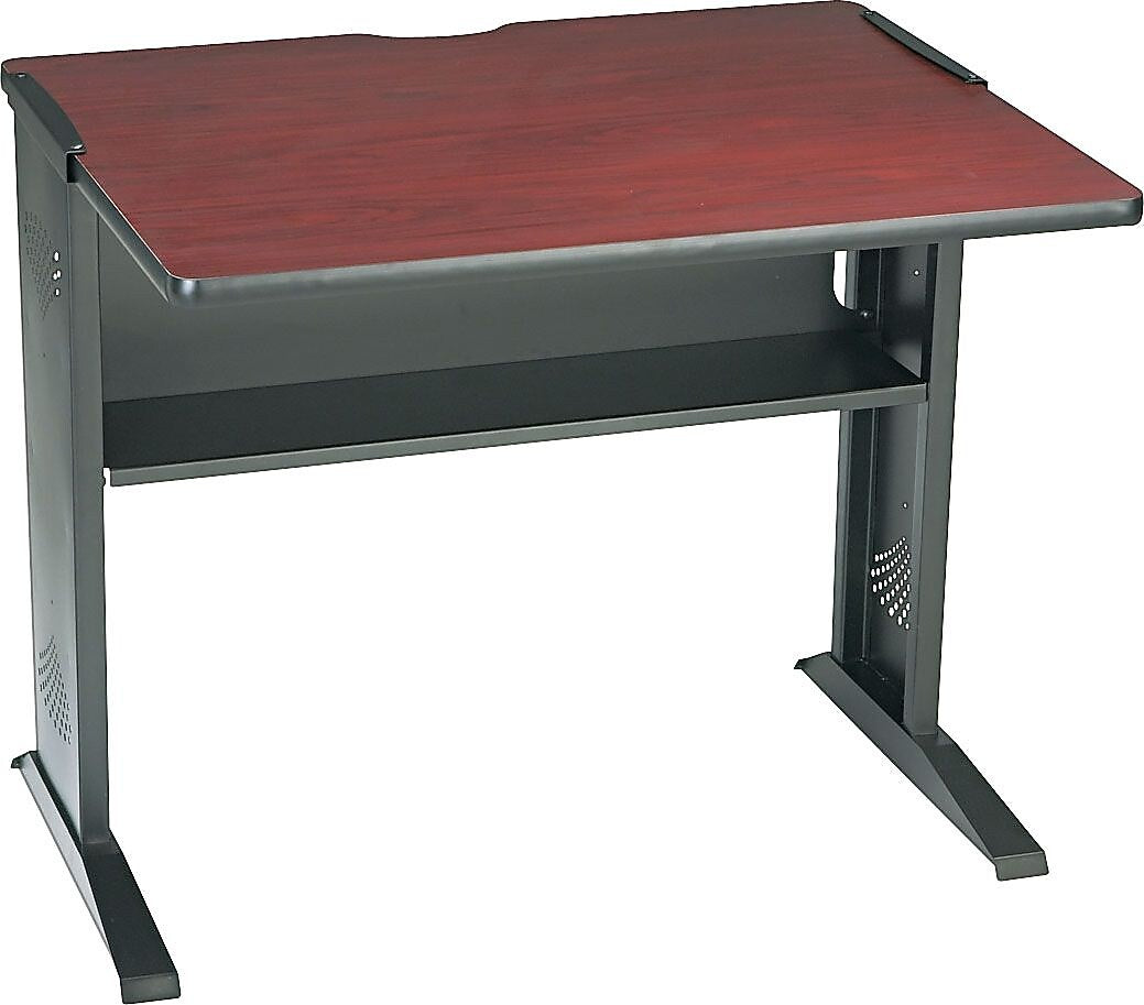 Safco 48" Workstation Desk, Medium Oak/Mahogany (1931)