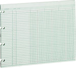 Wilson Jones Columnar Sheets, Ledger Paper, Ruled, 30 Lines, 6 Columns, Green Paper, 9 1/4" x 11 7/8", 100/Pk
