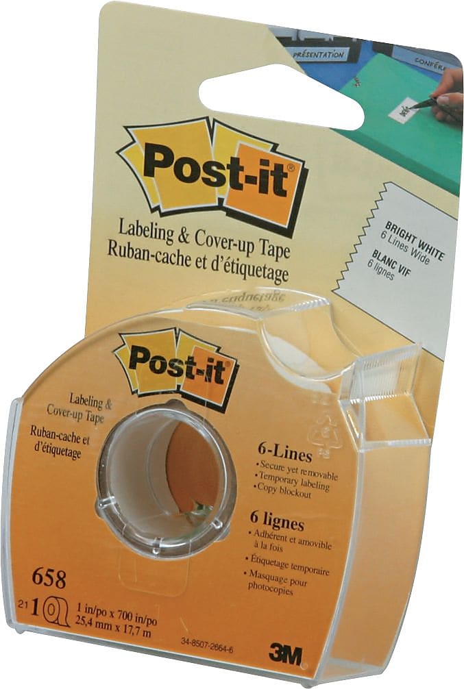 Post-it Labeling and Cover-Up Correction Tape, White, Bulk (658-CASE)