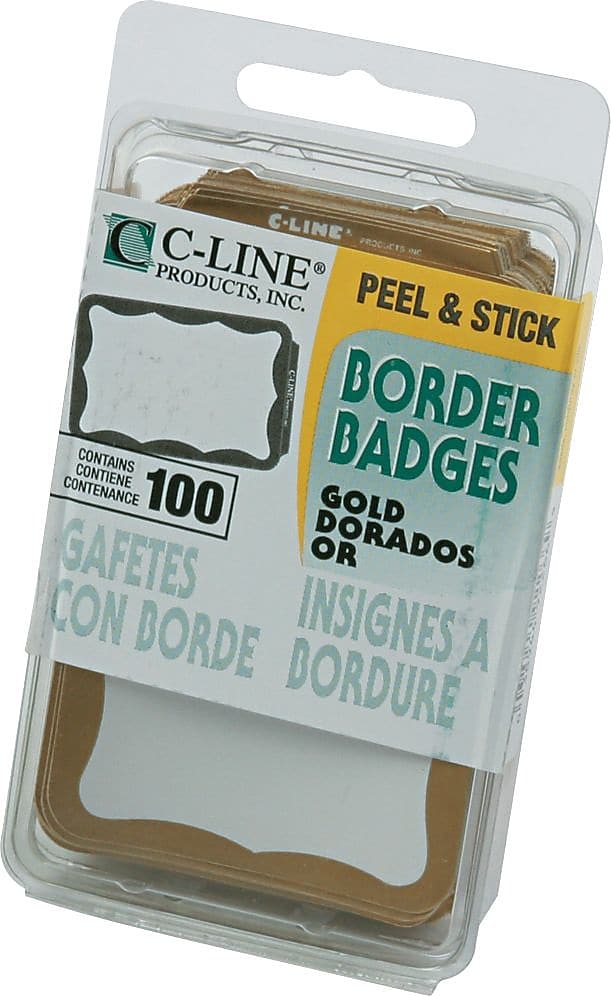 C-Line Name Badge, Gold Border, 3 1/2" x 2 1/4" (92266)