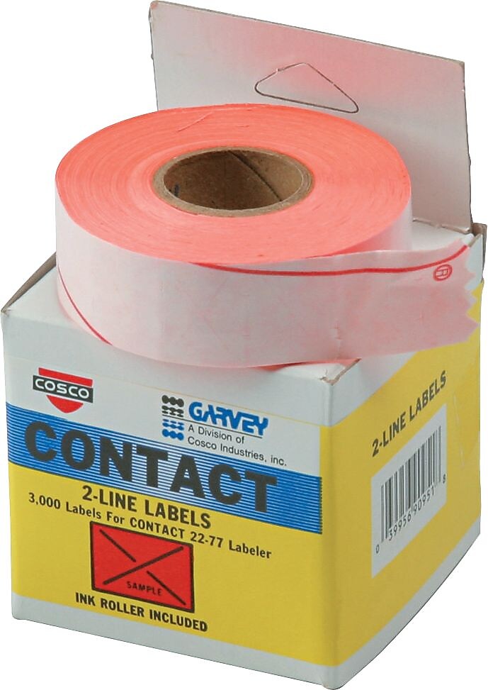 Pricemarker Labels , Two-Line , 5/8 x 13/16 , Fluorescent Red , 3-Roll Box
