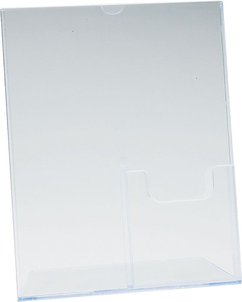 Staples Sign Holder with Literature Pocket, 8.5" x 11", Clear Plastic (590501)