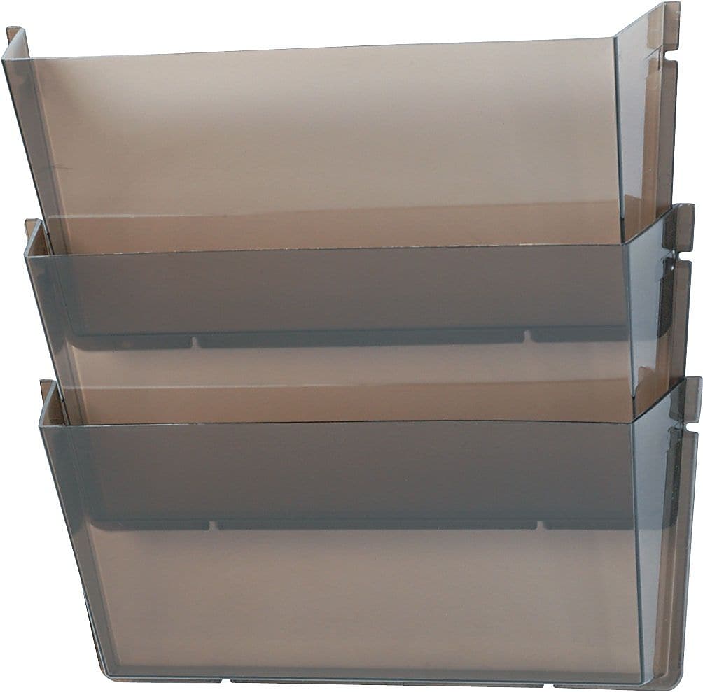 Staples® Unbreakable Wall File Set,  Letter,  Smoke,  6 1/2"H x 14 1/2"W x 3"D,  3 Pockets per Pack