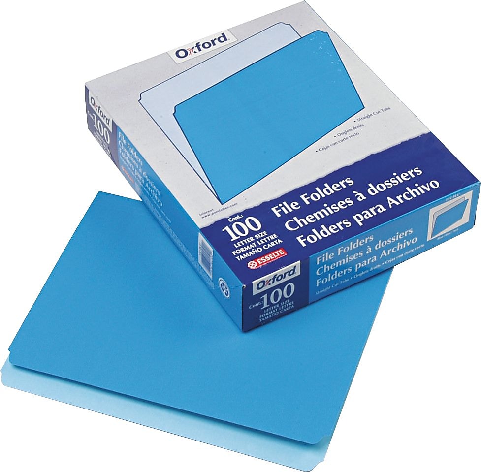 Pendaflex Recycled File Folder, Straight Cut, Letter Size, Blue, 100/Box (152 BLU)