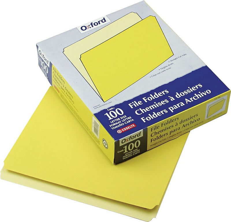 Pendaflex Recycled File Folder, Straight Cut, Assorted, Letter Size, Yellow, 100/Box (152 YEL)