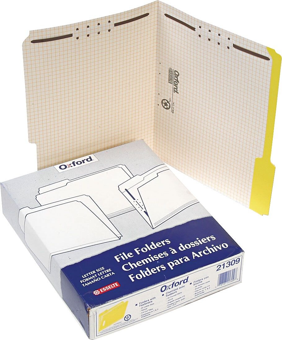 Pendaflex File Folder, 2 Tab, Letter Size, Yellow, 50/Box (PFX 21309)