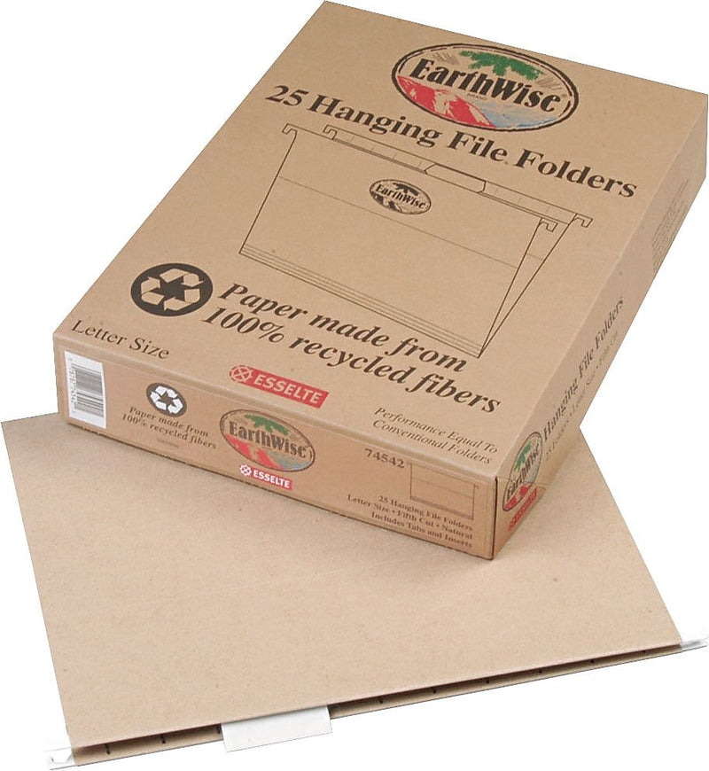 Pendaflex Earthwise Recycled Hanging File Folder, 5-Tab Tab, Letter Size, Natural, 25/Box (PFX 74542)