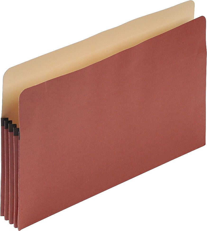 Pendaflex 100% Recycled Reinforced File Pocket, 3 1/2" Expansion, Legal Size, Redrope, 25/Box (E1526E)