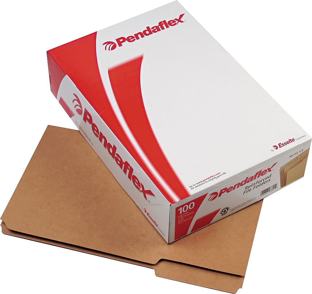 Pendaflex Recycled File Folder, 1/3-Cut Tab, Legal Size, Brown, 100/Box (RK1531/3)