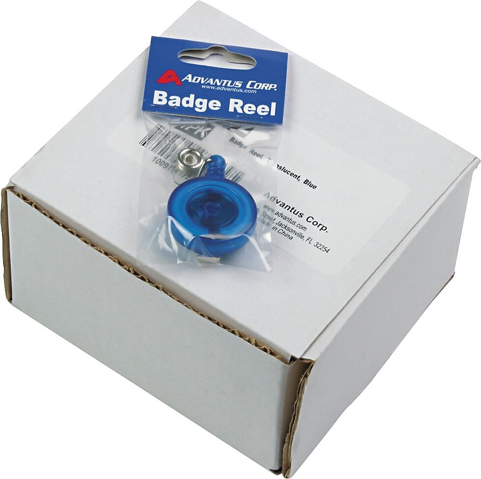 Advantus Retractable ID Card Reels with Belt Clip, 30", Translucent Blue, 12/Box (AVT75427)