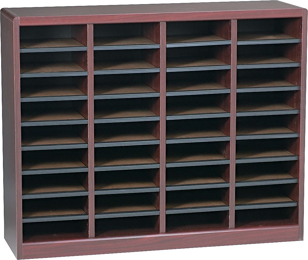 Safco E-Z Stor® 36-Compartment Literature Organizers, 40" x 11.75", Mahogany (9321MH)