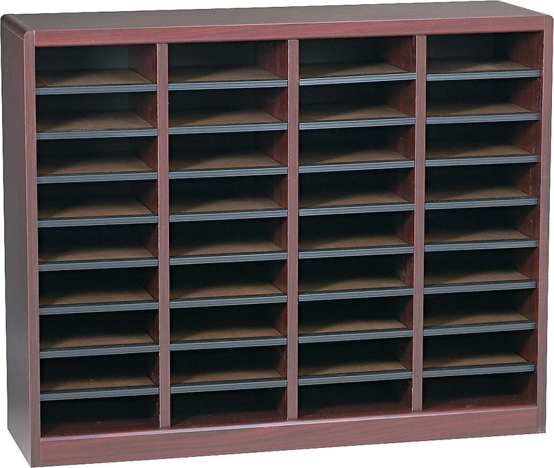 Safco E-Z Stor® 36-Compartment Literature Organizers, 40" x 11.75", Mahogany (9321MH)