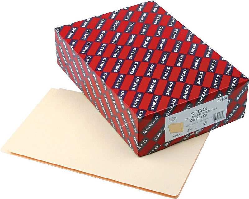 Smead Extended End-Tab File Folders, Legal Size, Manila, 100/Box (27250)
