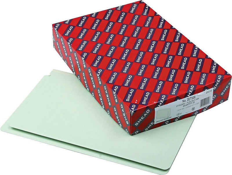 Smead File Folder, Straight Cut, Legal Size, Gray/Green, 25/BX (29210)