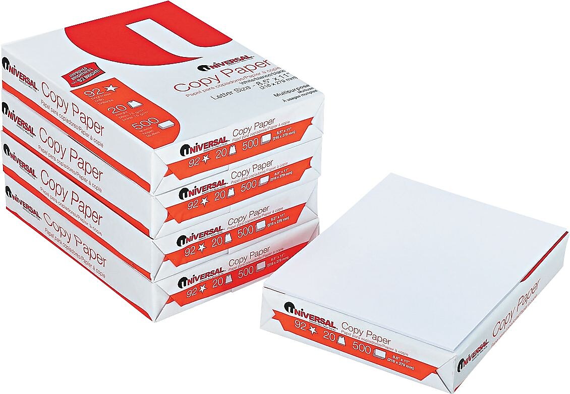 Universal 8.5" x 11" Laser Paper, 92 Brightness, 5/Carton (UNV11289)