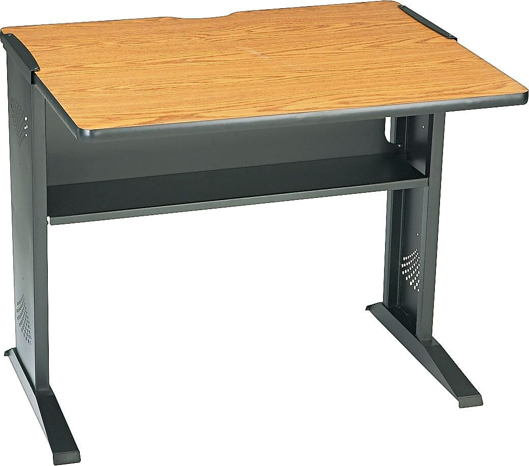 Safco 48" Workstation Desk, Medium Oak/Mahogany (1931)