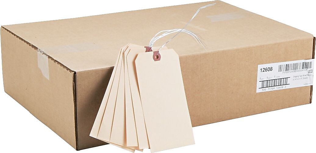 Avery Shipping Tags with Wire, 6-1/4" x 3-1/8", Manila 1,000 Tags/Box (12608)