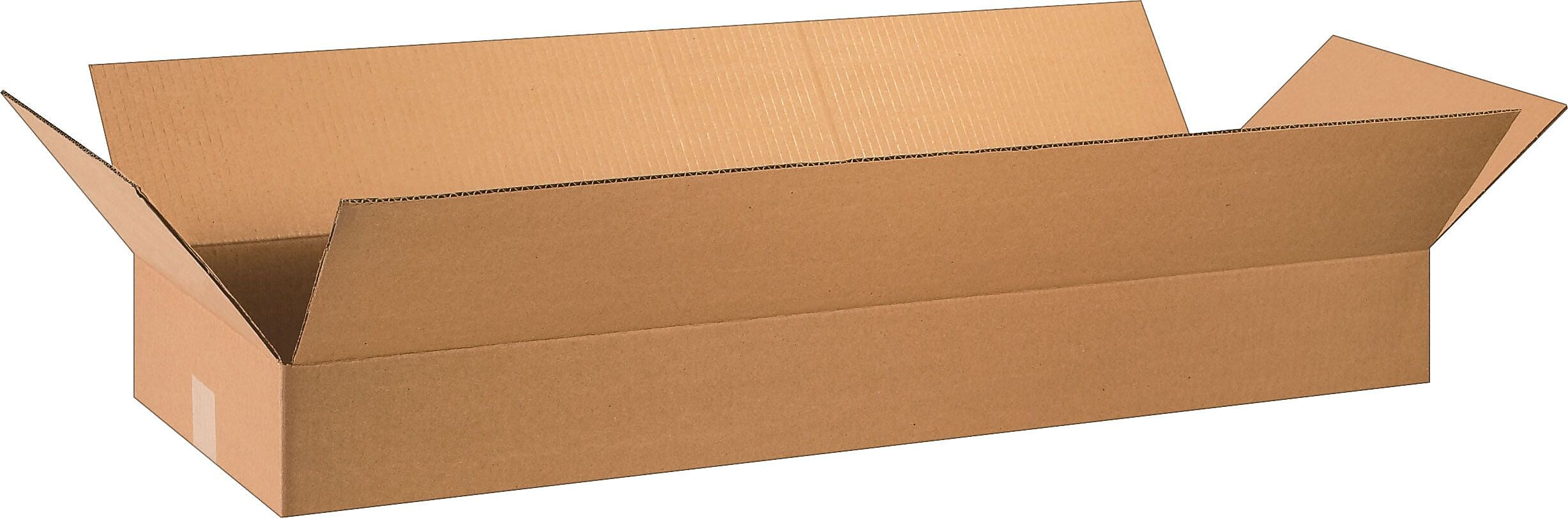 36" x 12" x 4" Shipping Boxes, 32 ECT, Brown, 20/Bundle (36124)
