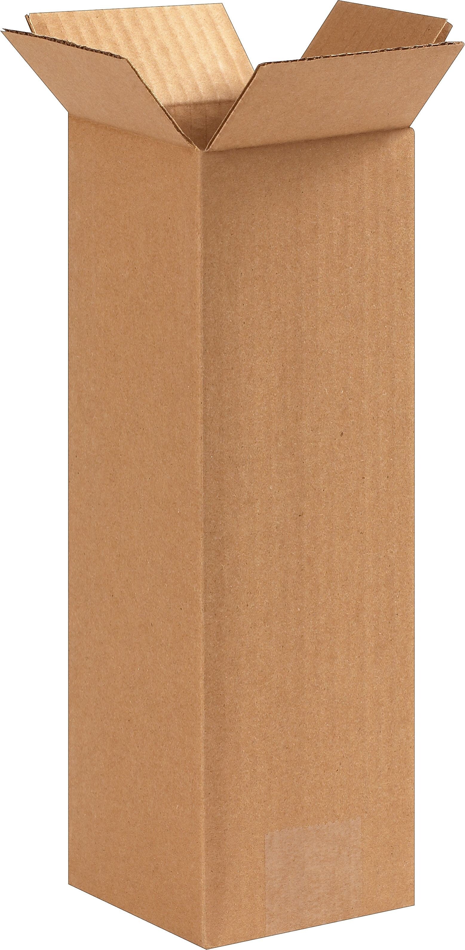 4"(L) x 4"(W) x 12"(H) - Staples Corrugated Shipping Boxes, 25/Bundle