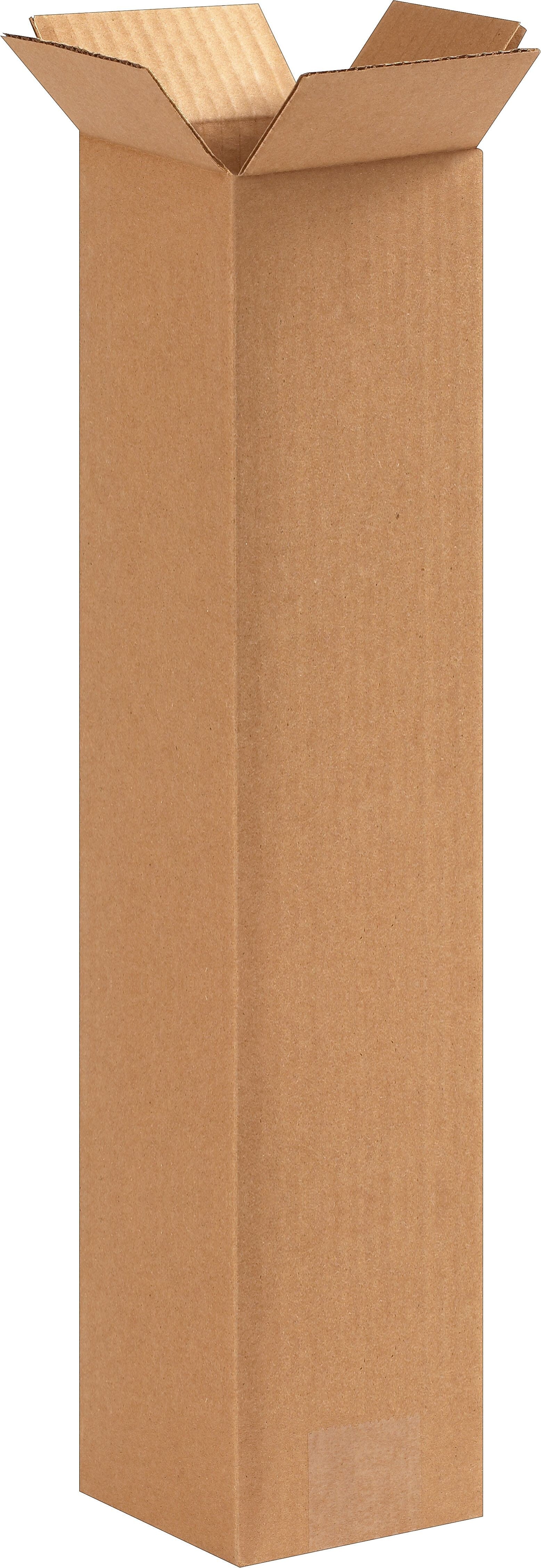 4"(L) x 4"(W) x 18"(H) - Staples Corrugated Shipping Boxes, 25/Bundle
