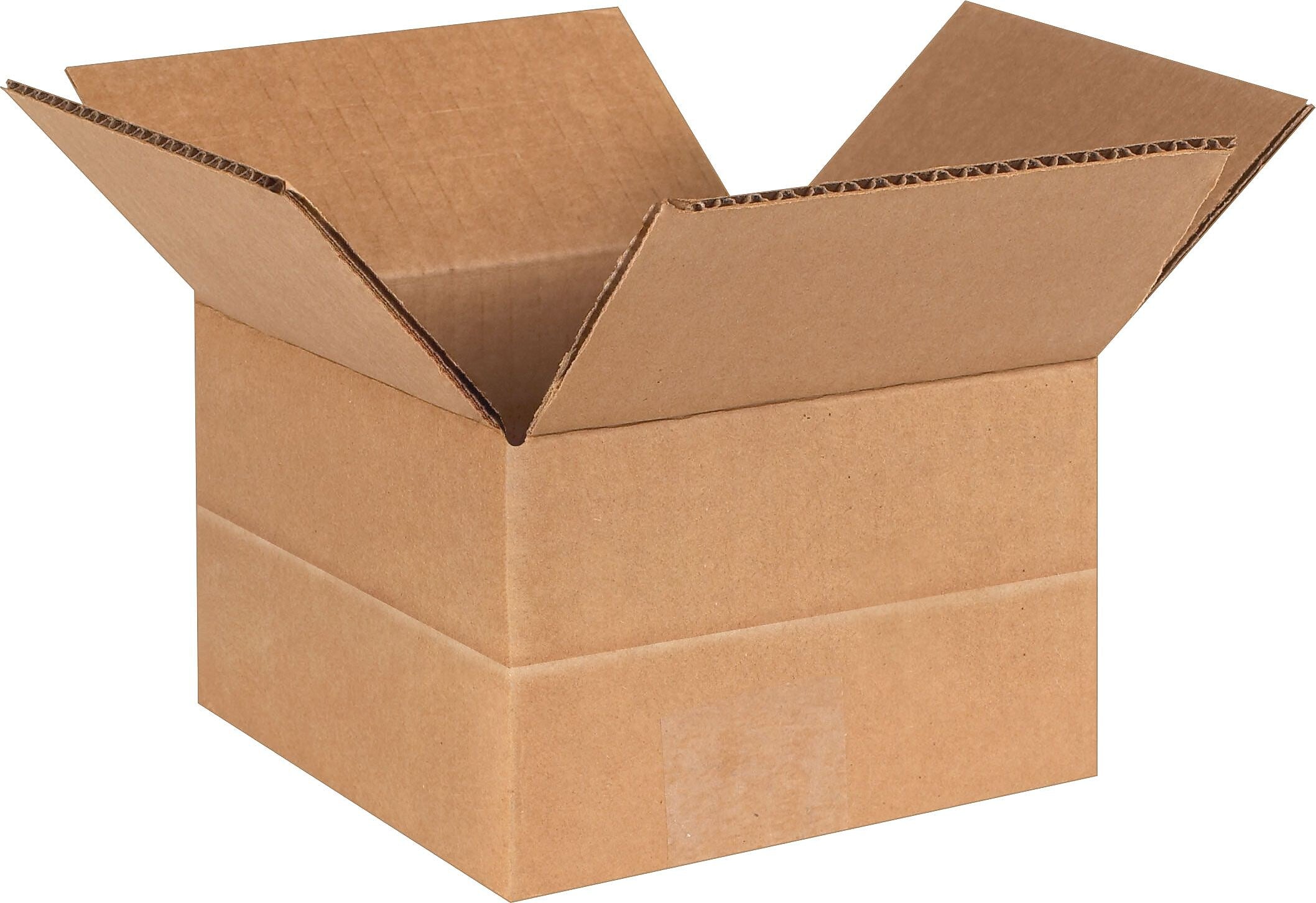 6" x 6" x 4" Multi-Depth Shipping Boxes, Brown, 25/Bundle (MD664)