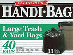 Berry Global Handi-Bag Recycled Trash Bags, Black, 33 gal., 40/Box