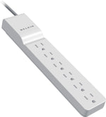 Belkin Home Series 6-Outlet Surge Suppressor, 720 Joules, 4' Cord, White (BLKBE10600004)