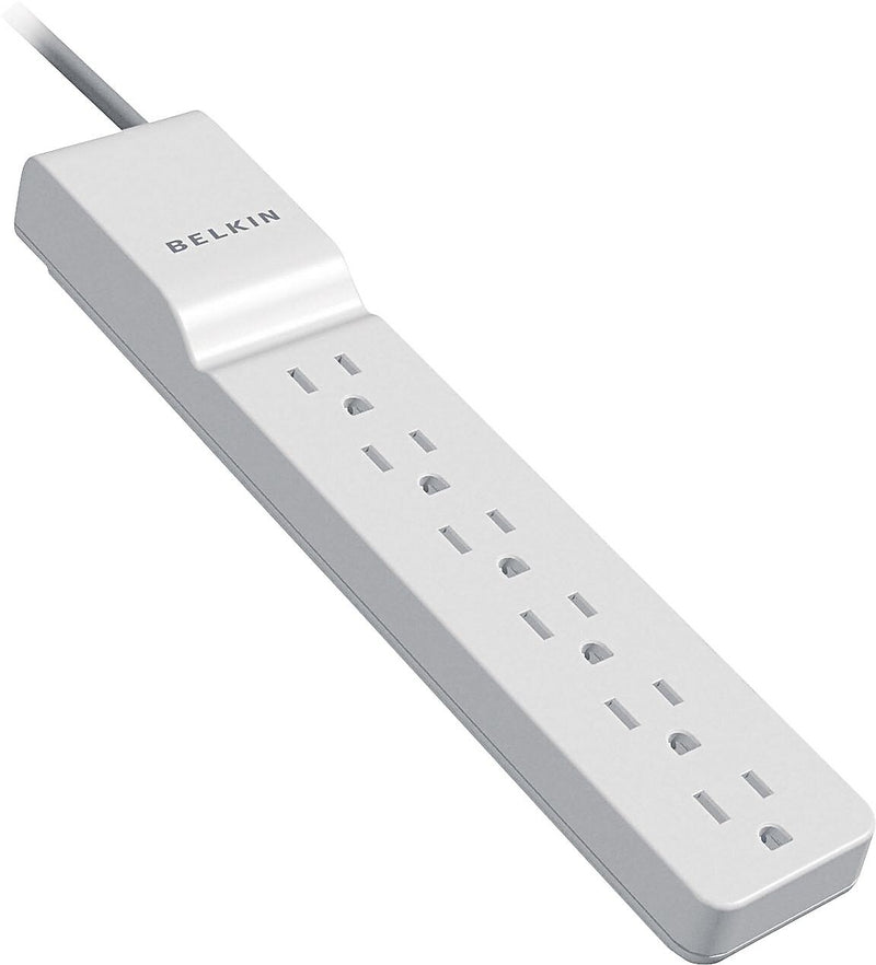 Belkin Home Series 6-Outlet Surge Suppressor, 720 Joules, 4' Cord, White (BLKBE10600004)