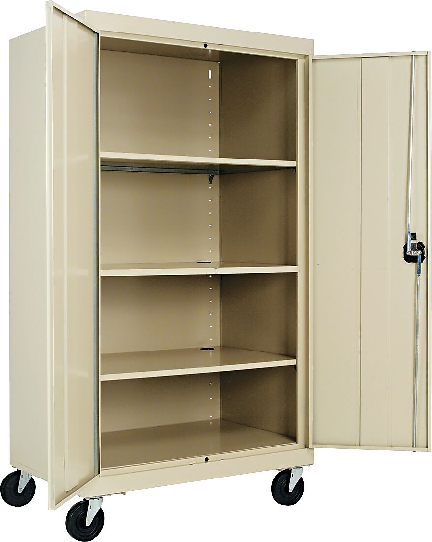Alera® Mobile Storage Cabinet, Putty, 3-Shelf, 66"H x 36"w x 24"D