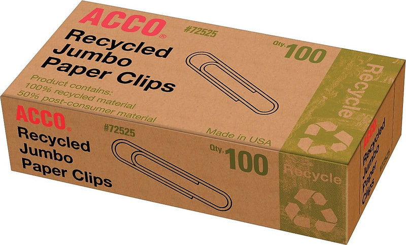 ACCO Jumbo Paper Clips, Silver, 5 Clips/Pack (72525CT)