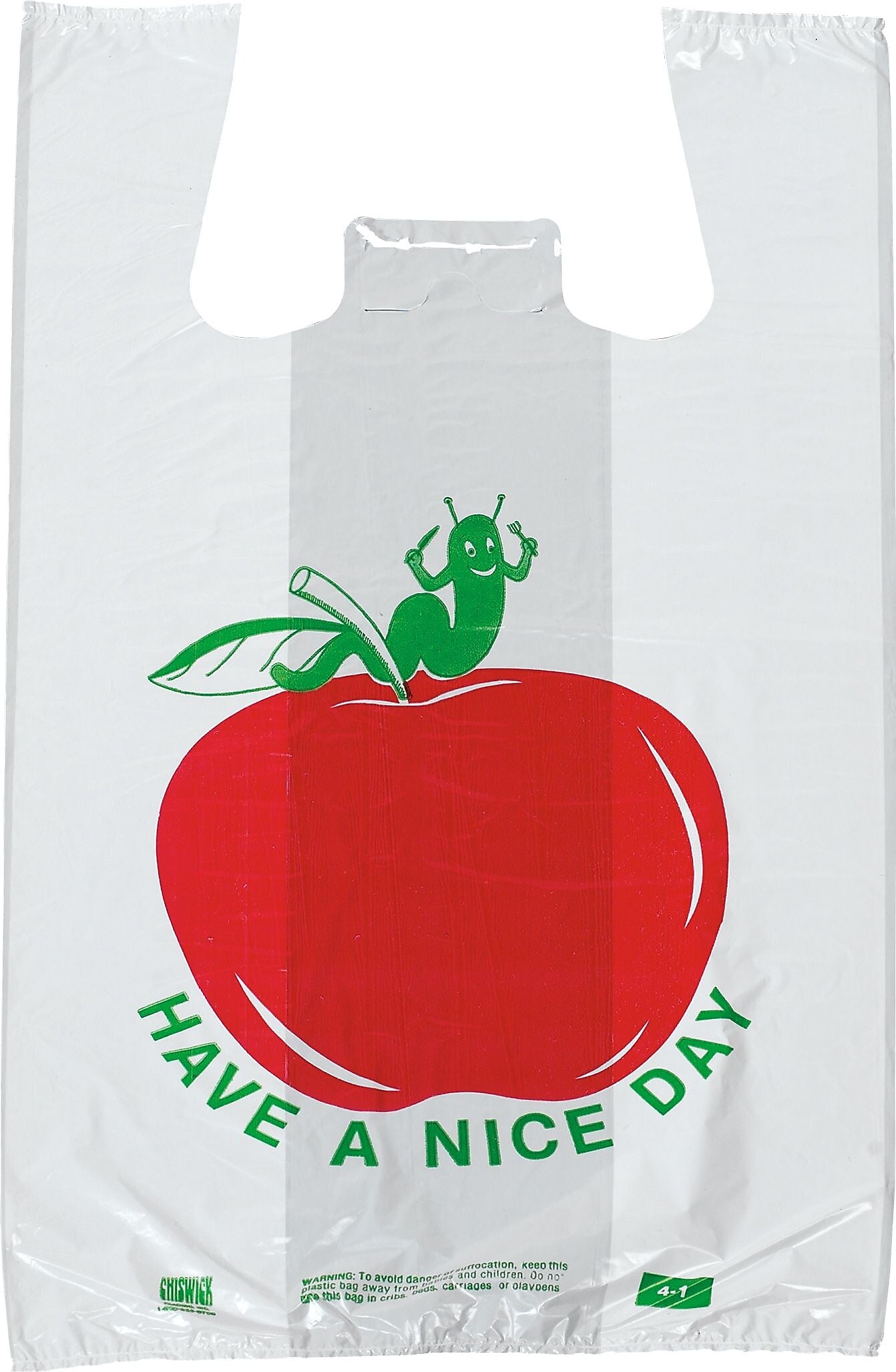 Pre-Printed T-Shirt Bags "Have a Nice Day" Apple, 1000/Case (1701)