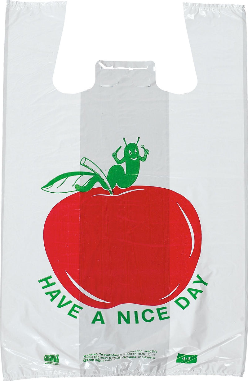 Pre-Printed T-Shirt Bags "Have a Nice Day" Apple, 1000/Case (1701)