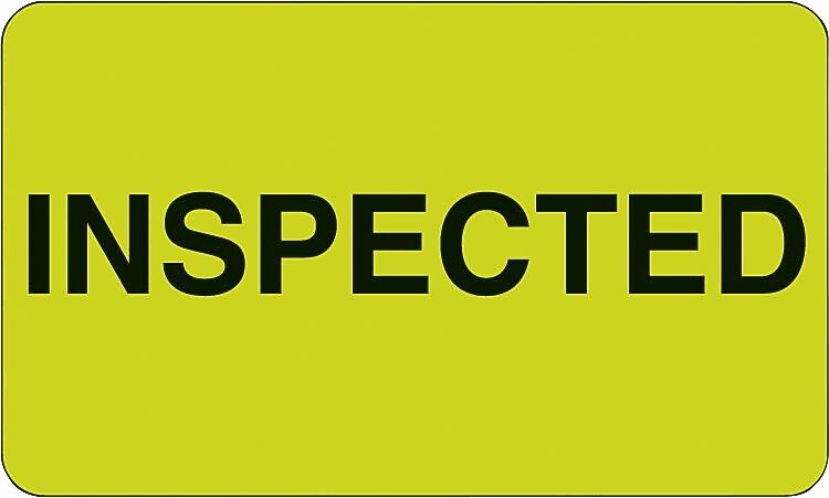 Decker Tape Labels, "Inspected", 1-3/8" x 2", 500/Roll (DL3213A)