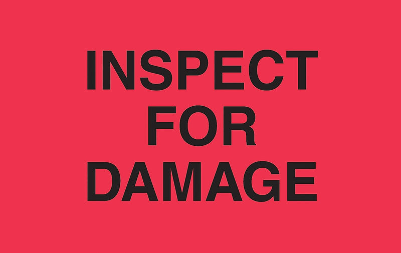 Decker Tape Labels, "Inspect for Damage", 1-3/8" x 2", 500/Roll (DL3472)