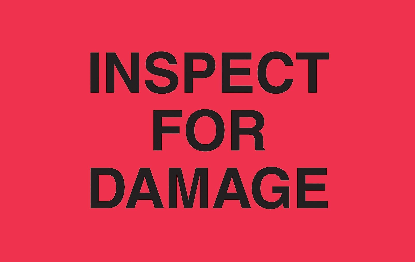 Decker Tape "Inspect for Damage" Label, 3" x 5", 500/Roll (DL3461C)