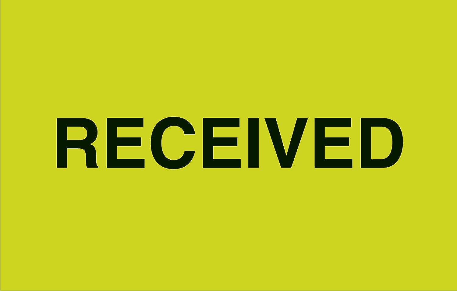 Decker Tape "Received" Label, 3" x 5", 500/Roll (DL2585C)