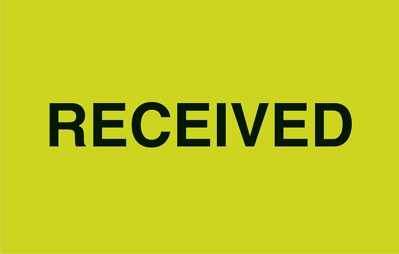 Decker Tape "Received" Label, 3" x 5", 500/Roll (DL2585C)