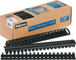 Fellowes 1/2" Plastic Binding Spine Comb, 340 Sheet Capacity, Black (FEL52066)