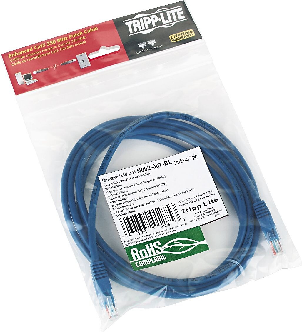 Tripp Lite CAT6/CAT5e/Network Patch Cable, 7ft., Blue