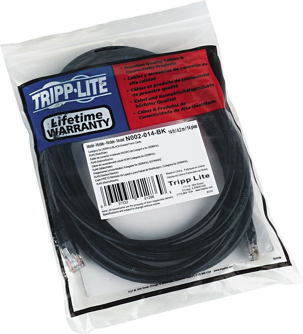 Tripp Lite 14' CAT-5e Patch Cable, Black (N002-014-BK)