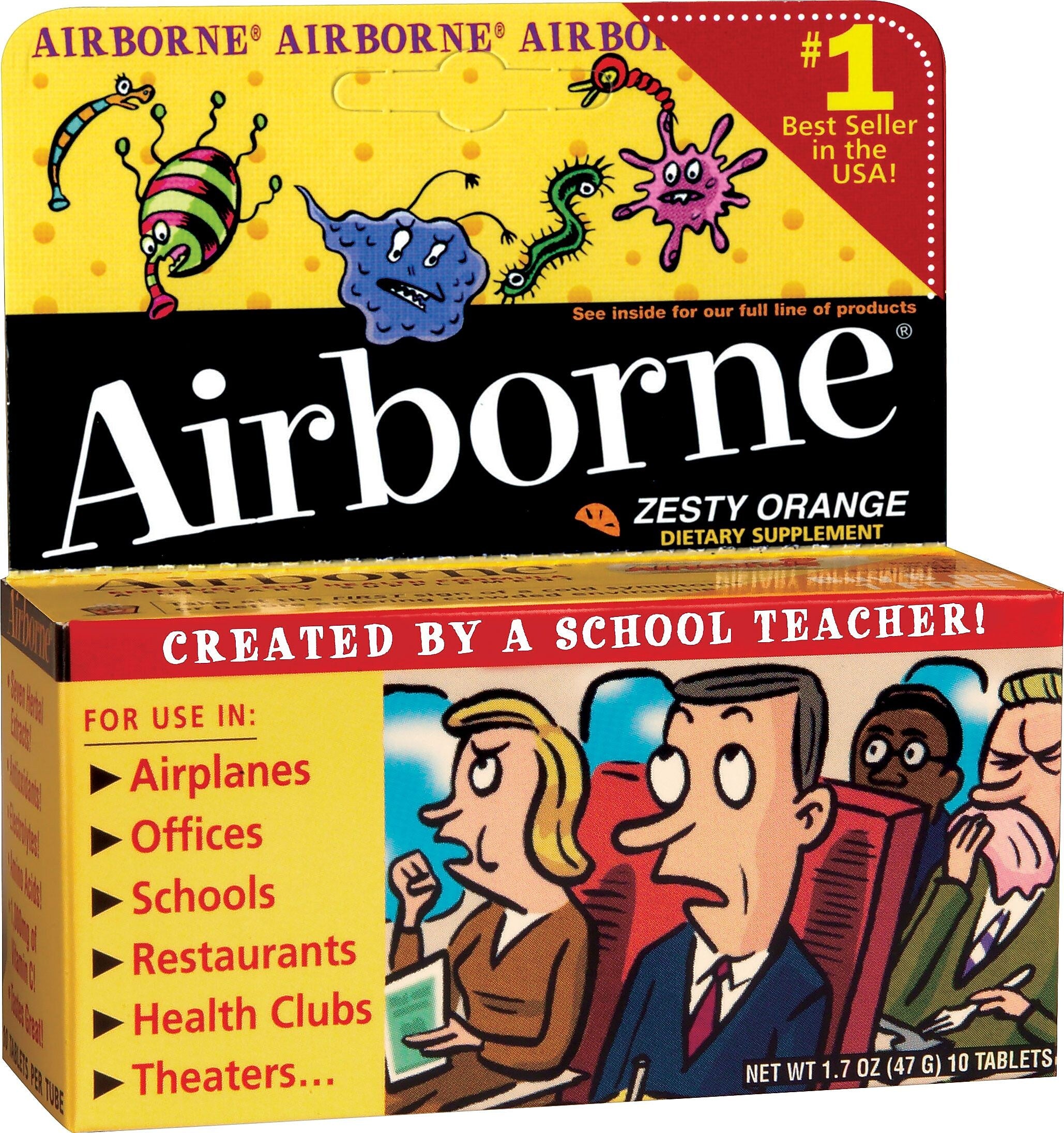 Airborne Immune  Support Supplement Effervescent Tablets, Orange, 10 Tablets/Pack (300045)