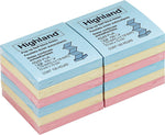 Highland Pop-up Notes, 3" x 3", Assorted Colors Collection, 100 Sheet/Pad, 12 Pads/Pack (EDRE24055)