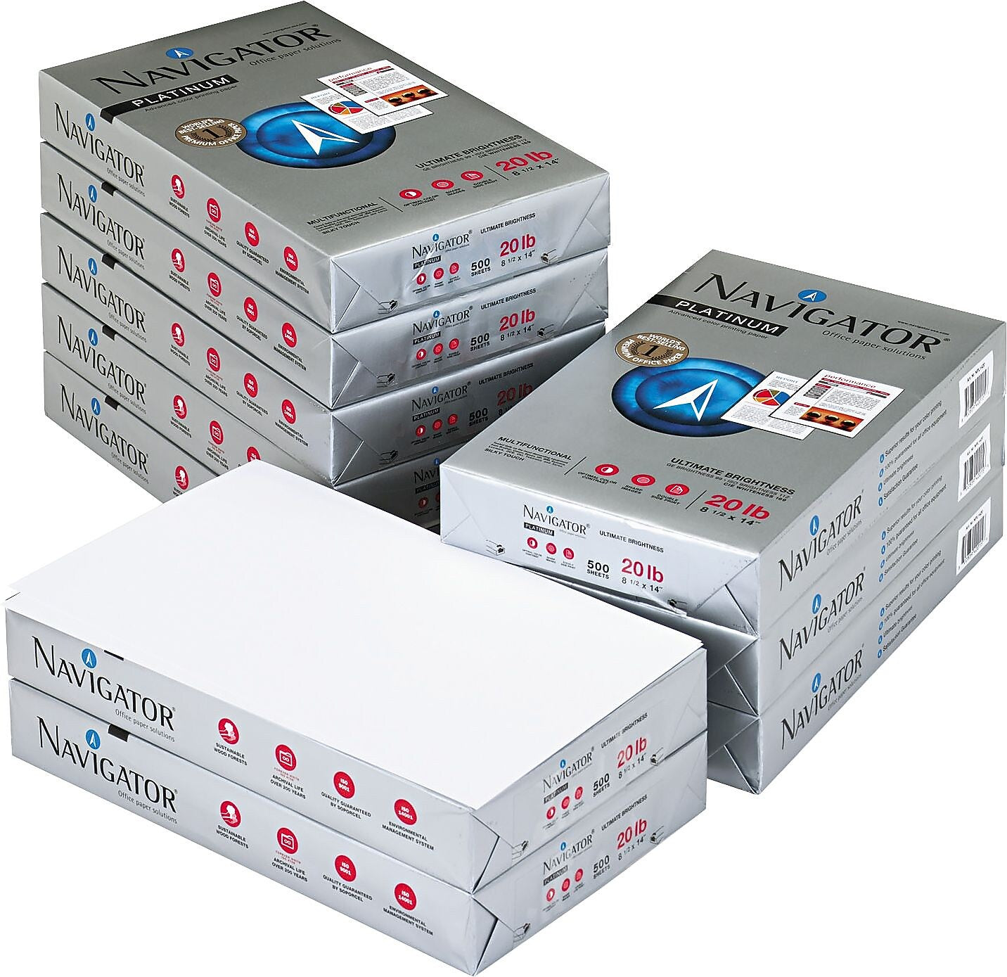 Navigator 8.5" x 14" Laser Paper, 99 Brightness, 5000/Carton (NPL1420)