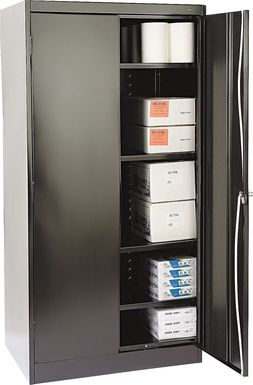 Tennsco Standard 72"H Steel Storage Cabinet with 5 Shelves, Black (TNN1480BK)