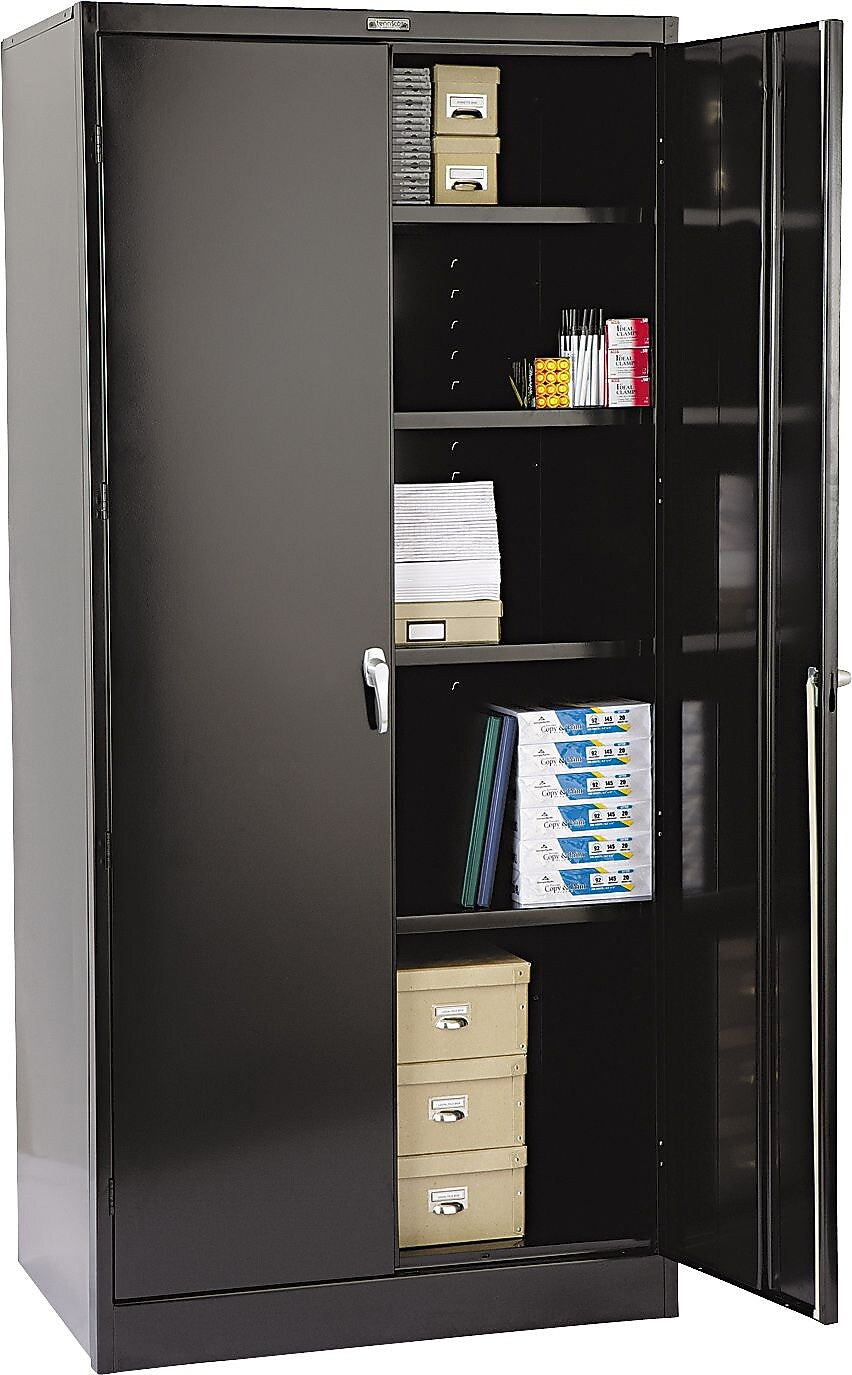 Tennsco Deluxe Steel Storage Cabinet, 4-Shelf, Black, 78"H x 36"W x 24"D