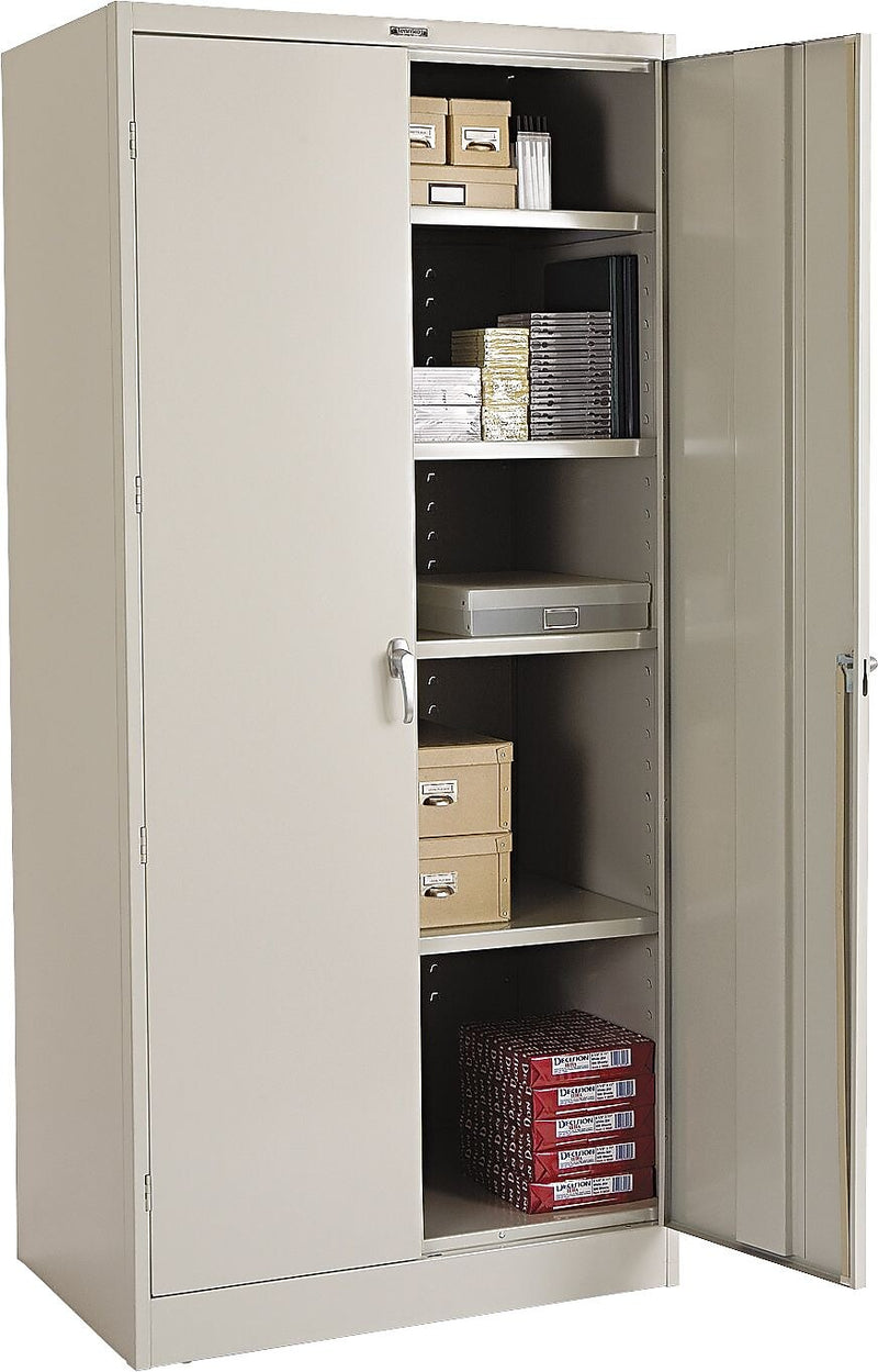 Tennsco Deluxe Steel Storage Cabinet, 4-Shelf, Light Gray, 78"H x 36"W x 24"D