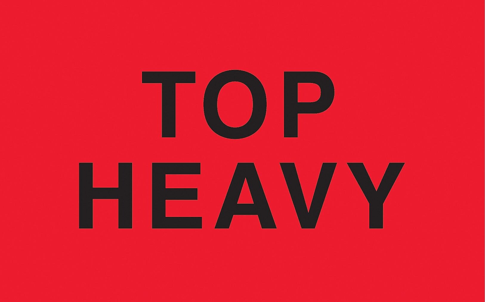 Decker Tape "Top Heavy" Label, 3" x 5", 500/Roll (DL2721C)